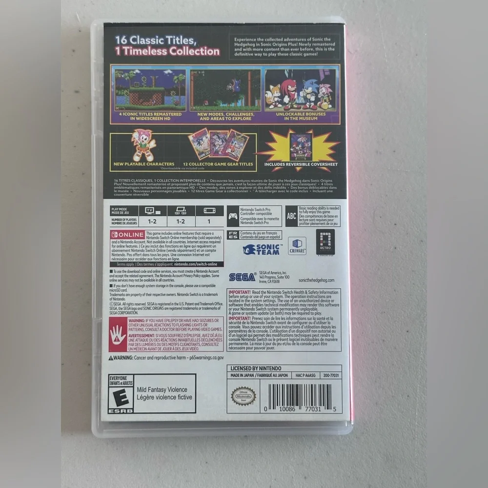 Sonic Origins Plus for Nintendo‎ Switch